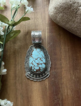 Load image into Gallery viewer, Navajo Sterling Silver Number 8 Turquoise Handmade Pendant Etta Enditto Gift