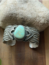 Load image into Gallery viewer, Navajo Native American Sterling Silver Blue Turquoise Cuff Bracelet Maloney