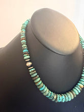 Load image into Gallery viewer, Sterling silver graduated turquoise necklace 18 inch