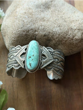 Load image into Gallery viewer, Navajo Native American Sterling Silver Turquoise Cuff Bracelet Maloney