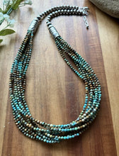 Load image into Gallery viewer, Sterling Silver Multi Strand Blue Green Turquoise Faceted Bead Necklace 24 inch