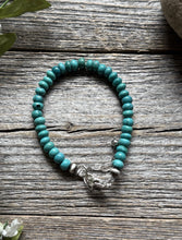 Load image into Gallery viewer, Sterling Silver Blue Green Turquoise 6mm 6 Inch Bead Bracelet Gift