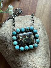 Load image into Gallery viewer, Navajo Sterling Silver Black Jack Turquoise Cluster Chain Lariat Necklace CY