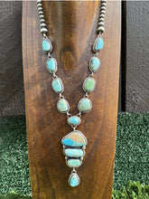 Load image into Gallery viewer, Navajo Sterling Silver Royston Turquoise Chain Lariat Bead Necklace K Yazzie