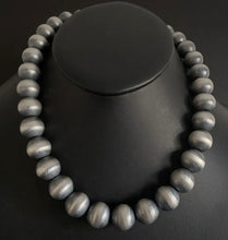 Load image into Gallery viewer, 16mm 20 Inch 925 Sterling Silver Oxidized Pearls Bead Necklace Southwestern