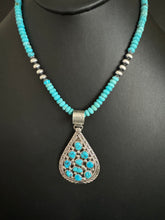 Load image into Gallery viewer, Navajo sterling silver turquoise necklace pendant