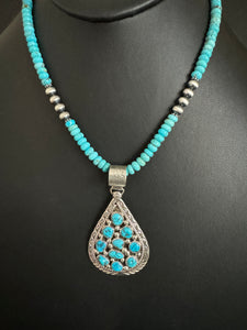 Navajo sterling silver turquoise necklace pendant