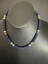 Load image into Gallery viewer, Sterling silver lapis bead necklace 18 inch