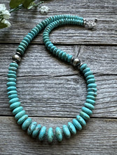 Load image into Gallery viewer, Southwestern Sterling Silver Blue Turquoise Bead Necklace. 18 inch