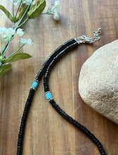 Load image into Gallery viewer, Sterling Silver Black Onyx Turquoise Bead Necklace. 18 Inch Gift