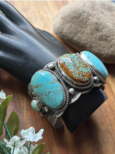 Load image into Gallery viewer, Navajo Sterling Silver Blue Number 8 Turquoise Cuff Bracelet RY