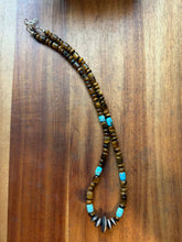 Load image into Gallery viewer, Sterling silver Tiger eye bead necklace 18 inch