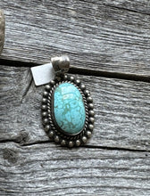 Load image into Gallery viewer, Navajo Sterling Silver Turquoise Pendant. Elouise Richards