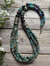 Load image into Gallery viewer, Tommy Rosita Singer T R Sterling Silver Multi Strand Turquoise Bead Necklace 30”