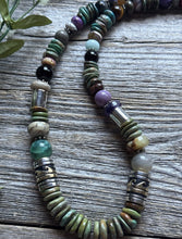 Load image into Gallery viewer, Tommy Rosita Singer T R Sterling Silver Green Turquoise Bead Necklace 20 Inch