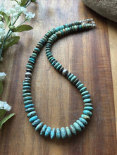 Load image into Gallery viewer, Sterling Silver Graduated Turquoise Rondelle Bead Necklace 18 inch Gift