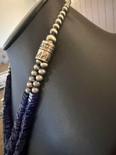 Load image into Gallery viewer, Sterling silver lapis multi strand necklace 24inch