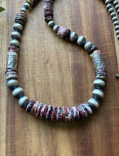 Load image into Gallery viewer, Long Graduated Sterling Silver Purple Spiny Oyster Pearls Bead Necklace 32 Inch