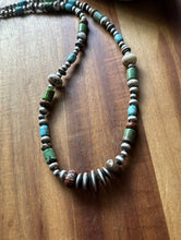 Load image into Gallery viewer, Sterling Silver Brown Wild Horse Turquoise Bead Necklace. 22 inch. Gift