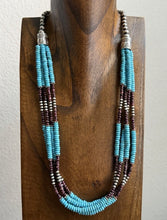 Load image into Gallery viewer, Sterling Silver Multi Strand Purple Spiny Oyster Turquoise Bead Necklace 26 Inch