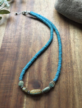 Load image into Gallery viewer, Sterling Silver Blue Green Turquoise Nuggets Bead Necklace 18 inch Gift