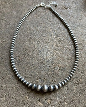 Load image into Gallery viewer, 4mm - 8mm Single Graduated Sterling Silver Oxidized Pearls Bead Necklace 24 Inch