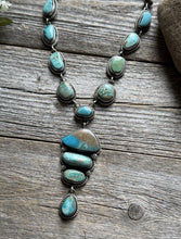 Load image into Gallery viewer, Navajo Sterling Silver Royston Turquoise Chain Lariat Bead Necklace K Yazzie