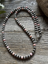 Load image into Gallery viewer, Southwestern Sterling Silver Pink Conch 6mm Pearls Bead Necklace 22 Inch