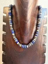 Load image into Gallery viewer, Sterling silver lapis bead necklace 18 inch