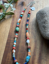 Load image into Gallery viewer, Sterling Silver Multi Stone Color Candy Bead Necklace. 16 inch