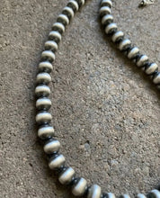 Load image into Gallery viewer, 8mm 24 Inch 925 Sterling Silver Oxidized Pearls Bead Necklace Southwestern