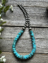 Load image into Gallery viewer, Sterling Silver Blue Turquoise W Pearls Bead Necklace. 18 inch