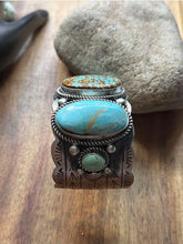 Load image into Gallery viewer, Navajo Sterling Silver Blue Number 8 Turquoise Cuff Bracelet RY