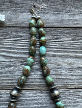 Load image into Gallery viewer, Sterling Silver Turquoise Nuggets W Pearls Bead Necklace. 18 inch