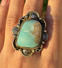 Load image into Gallery viewer, Navajo Sterling Silver Royston Turquoise Adjustable Ring Etta Enditto Gift