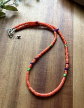 Load image into Gallery viewer, Sterling Silver Orange Bamboo Coral Multi Stone Bead Necklace. 18 Inch Gift