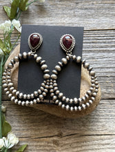 Load image into Gallery viewer, Navajo Sterling Silver Purple Spiny Oyster Pearl Double Loop Earrings Etta E