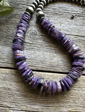 Load image into Gallery viewer, Southwestern 925 Sterling Silver Purple Charoite W Pearls Bead Necklace. 18 Inch