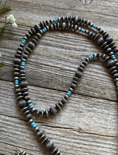 Load image into Gallery viewer, 60 Inch Sterling Silver Pearls Turquoise Bead Necklace