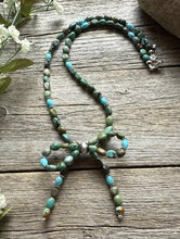 Load image into Gallery viewer, Bow Blue Green Turquoise Sterling Silver Pearls Bead Necklace. 18 Inch. Gift