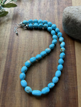 Load image into Gallery viewer, Sleeping Beauty Turquoise Sterling Silver Nuggets Bead Necklace 18 inch Gift