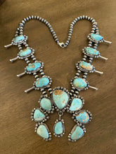 Load image into Gallery viewer, Navajo sterling silver royston turquoise squash blossom necklace KY