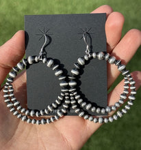 Load image into Gallery viewer, Southwestern Sterling Silver Pearls Double Loop Earrings 2.5 Inch