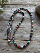 Load image into Gallery viewer, Sterling Silver Pearls Multi Stone Round Bead Necklace 30 inch