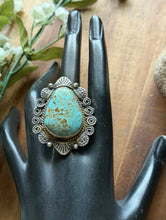 Load image into Gallery viewer, Navajo Sterling Silver Number 8 Turquoise Adjustable Ring Etta Enditto Gift