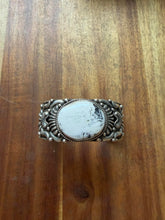Load image into Gallery viewer, Navajo sterling silver white buffalo turquoise cuff bracelet
