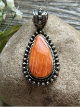 Load image into Gallery viewer, Native American Sterling Silver Orange Spiny Oyster Pendant H Happy Piasso