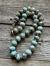 Load image into Gallery viewer, Southwestern 925 Sterling Silver Larimar W Pearls Bead Necklace 18 inch