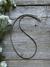 Load image into Gallery viewer, 3mm 14 Inch 925 Sterling Silver Oxidized Pearls Bead Necklace Southwestern