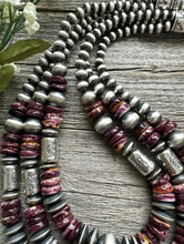 Load image into Gallery viewer, Purple Spiny Oyster Sterling Silver Multi Strand Pearls Layered Bead Necklace